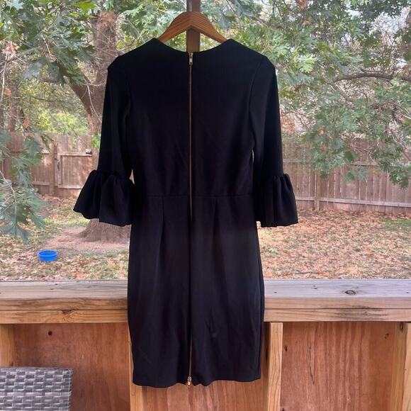 Betsy & Adam Melanie Dress Black Bell Sleeve Sheath Size 10 - Picture 2 of 9
